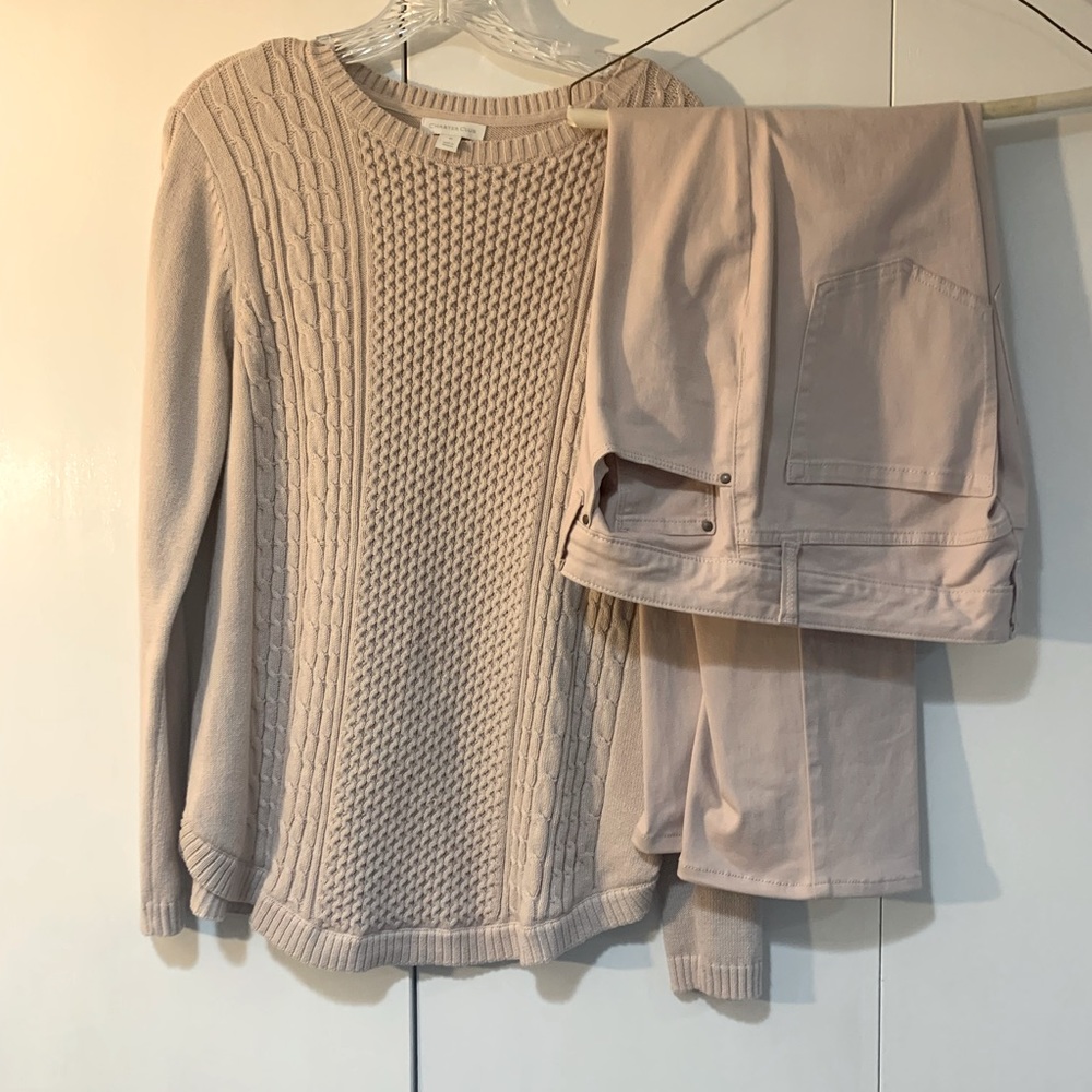 Macys Charter club size m light blush pink sweater with charter club Pants 14